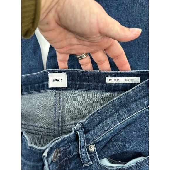 Edwin The Bree Crop slim straight Jeans in Crossroad Blue Size 27 - Picture 9 of 11